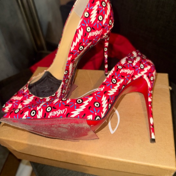 Christian Louboutin Red and Black Heels - Picture 7 of 8